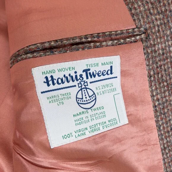 Vintage Harris Tweed Brown Wool Blazer 40R Handwoven Scotland - Picture 2 of 15